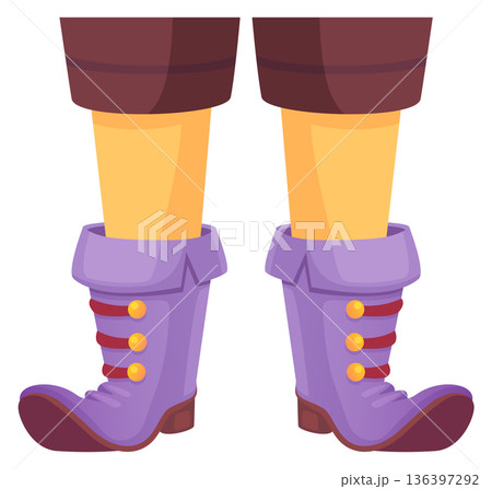 Fairytale character legs. Magical dwarf feet cartoon icon 136397292
