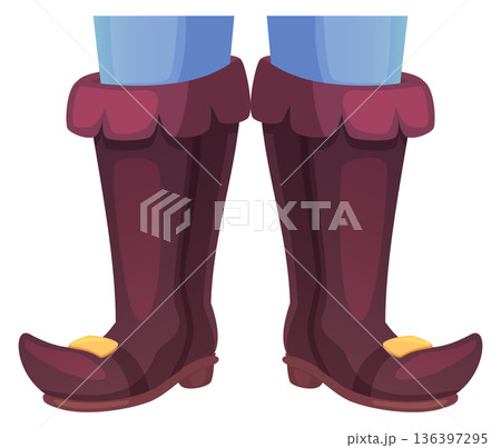 Cartoon legs in boots. Fantasy dwarf feet icon 136397295
