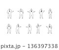 ネクタイ姿の人物のゆるい手描きイラストセット 136397338