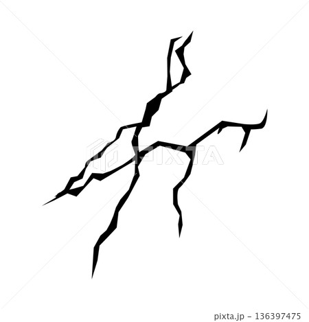 Ground crack, land surface and breaks from earthquake isolated on white background. Black fractures, fissure in ground, crevices from disaster or drought vector illustration 136397475