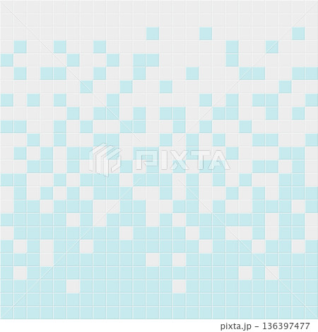 Blue white mosaic bathroom brick tile. Wall and floor in bath horizontal seamless background. Ceramic tiled grid pattern. Realistic 3d vector illustration Blue white mosaic bathroom brick tile. Wall and floor in bath horizontal seamless background. Ceramic tiled grid pattern. Realistic 3d vector illustration 136397477