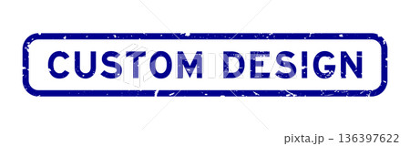 Grunge blue custom design word square rubber seal stamp on white background 136397622
