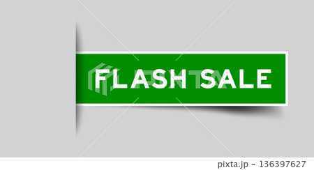 Green color square shape sticker label with word flash sale inserted in gray background Green color square shape sticker label with word flash sale inserted in gray background 136397627