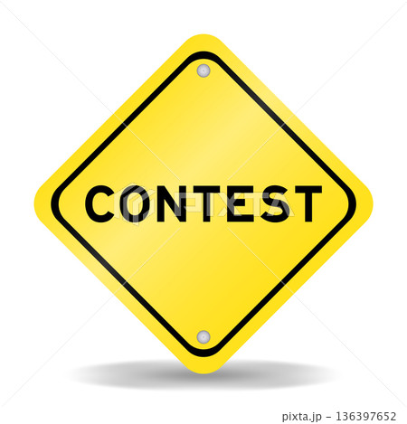 Yellow color transportation sign with word contest on white background Yellow color transportation sign with word contest on white background 136397652