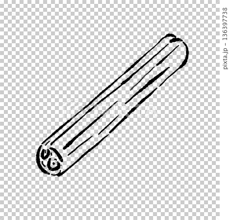 A simple monochrome illustration of a single cinnamon stick 136397738