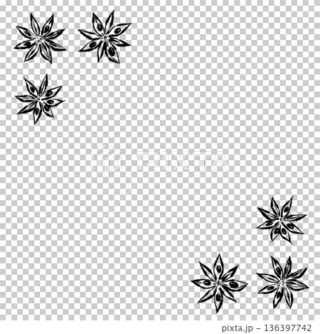 Corner frame material decorated with star anise (star anise) 136397742