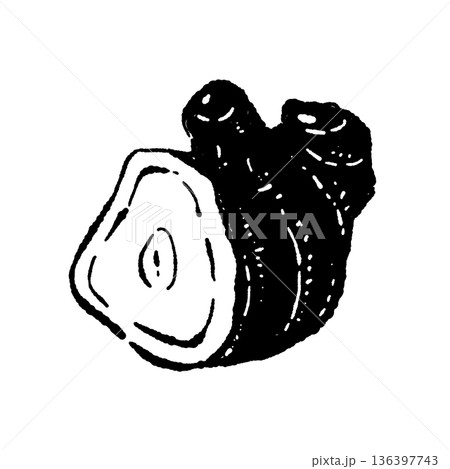 ゴロッとした大きな生姜（ジンジャー）の塊イラスト 136397743