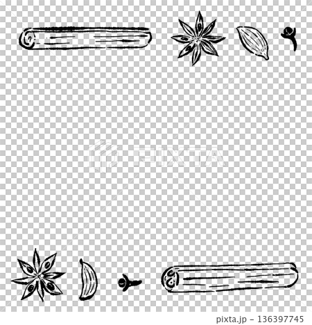 A simple frame material with cinnamon and star anise on top and bottom A simple frame material with cinnamon and star anise on top and bottom 136397745
