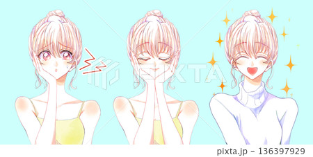 肌悩み　ケア　改善　女性　セット 136397929