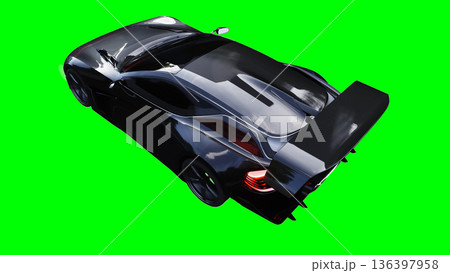 Futuristic electric, luxury, sport car driving fast. realistic reflections on the car body. green screen isolate. 3d rendering. 136397958