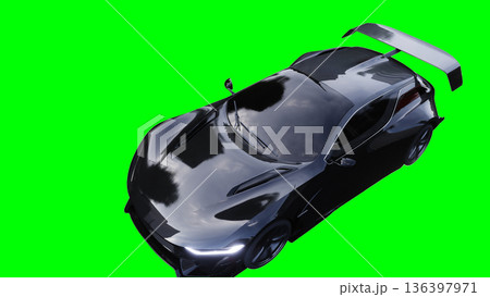 Futuristic electric, luxury, sport car driving fast. realistic reflections on the car body. green screen isolate. 3d rendering. Futuristic electric, luxury, sport car driving fast. realistic reflections on the car body. green screen isolate. 3d rendering. 136397971