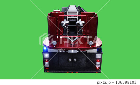 fire engine driving fast. realistic dynamic reflections on the car body.3d rendering. 136398103