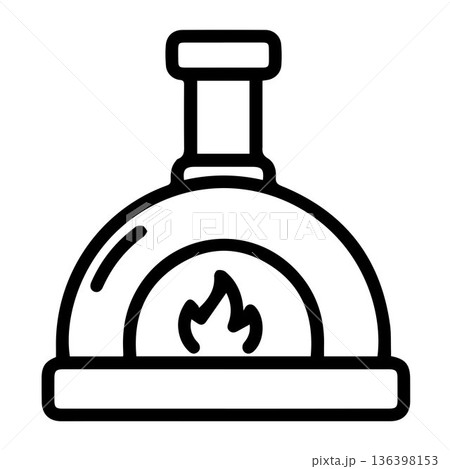 Modern pizza oven icon with flame inside Modern pizza oven icon with flame inside 136398153