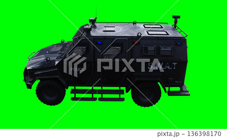 Armor swat police car green screen isolate.3d rendering. 136398170
