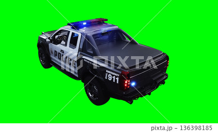police pickup car green screen isolate.3d rendering. 136398185