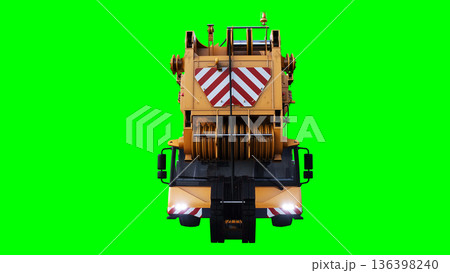 a mobile construction crane. Isolate green screen. 3d rendering. 136398240