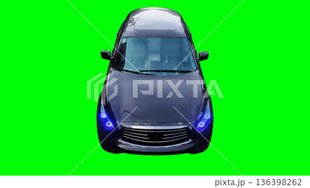 Luxury black sport suv, car driving fast. realistic dynamic reflections on the car body. green screen isolate. 3d rendering. 136398262