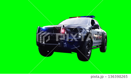 police pickup car green screen isolate.3d rendering. 136398265