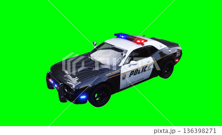 police car green screen isolate.3d rendering. police car green screen isolate.3d rendering. 136398271