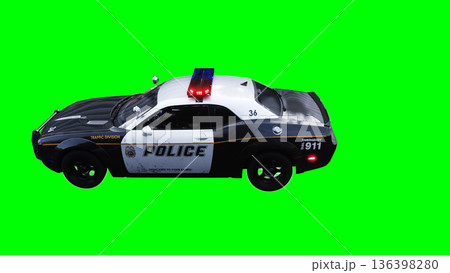 police car green screen isolate.3d rendering. police car green screen isolate.3d rendering. 136398280