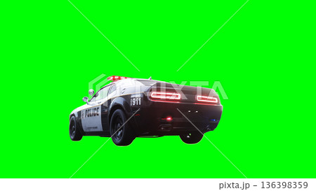 police car green screen isolate.3d rendering. 136398359