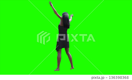 A woman with hair blowing in the wind . realistic dynamic . green screen isolate. 3d rendering. 136398368
