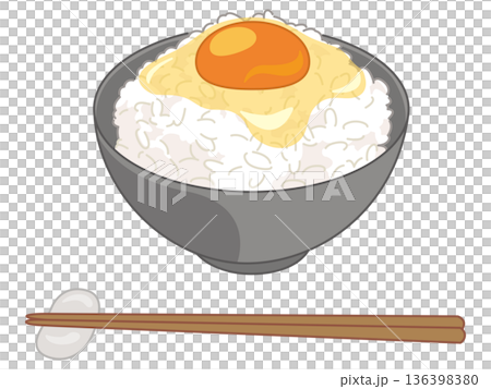 Illustration of raw egg on rice (with chopsticks and chopstick rest added) Illustration of raw egg on rice (with chopsticks and chopstick rest added) 136398380