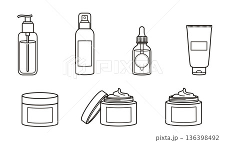 化粧ボトル_集合_線画 136398492
