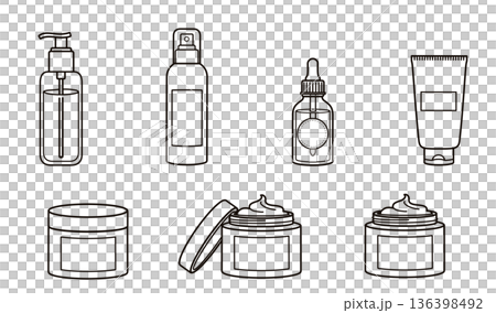 化粧ボトル_集合_線画 136398492