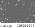 Silver confetti congratulations background. Platinum ribbons and confetti party pattern on transparent background. Congratulations horizontal banner with copy space. Gift elegant vector illustration 136399398