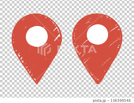 手書きのマップのピン　手描きの地図のアイコン 136399548