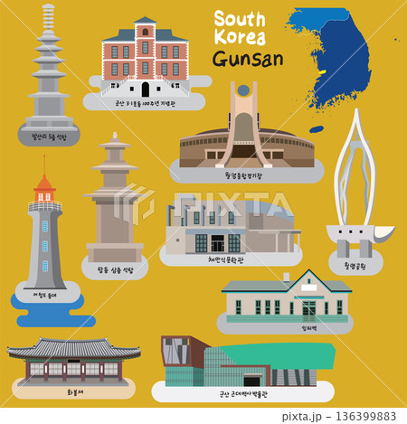 Gunsan Province Iconic Landmarks and Tourist Attractions of South Korea 136399883