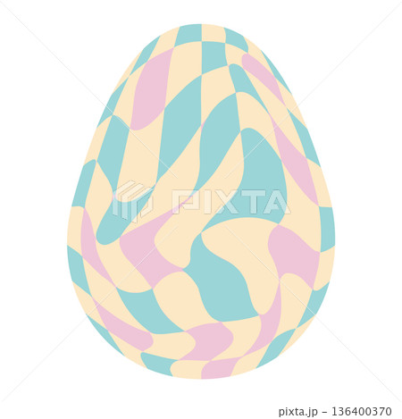 Easter eggs with retro groovy patterns in 60s 70s style set. Groovy hippie Happy Easter with distorted psychedelic design. Vector illustration Easter eggs with retro groovy patterns in 60s 70s style set. Groovy hippie Happy Easter with distorted psychedelic design. Vector illustration 136400370