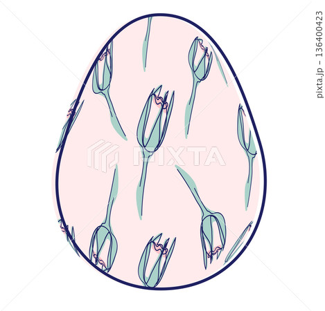 Happy Easter eggs, trendy design with hand-drawn spring flowers. Modern art minimalist style. Vector Happy Easter eggs, trendy design with hand-drawn spring flowers. Modern art minimalist style. Vector 136400423