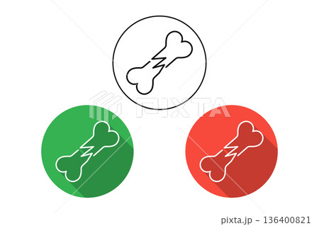 Bone Symbol In White, Green, And Red Featuring Subtle Diagonal Shadow. Bone Symbol In White, Green, And Red Featuring Subtle Diagonal Shadow. 136400821