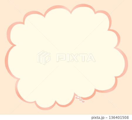 吹き出し 雲形　横長　橙色 136401508