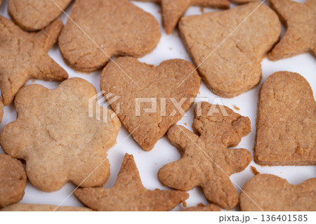 Joyful baking moments, Cheerful cookies for children, Playful heart star flower cookie baking activity, Kidsfriendly cookie shapes perfect for decorating and fun times 136401585