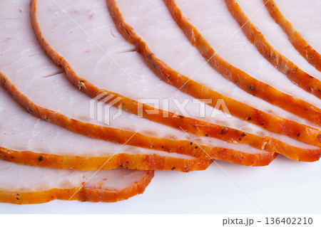 Warm slices served warmly today. Sliced roast with comforting breakfast appeal. Prepared thin roast slices presented attractively as quick homestyle breakfast option Warm slices served warmly today. Sliced roast with comforting breakfast appeal. Prepared thin roast slices presented attractively as quick homestyle breakfast option 136402210