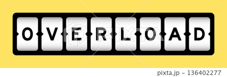 Black color in word overload on slot banner with yellow color background 136402277