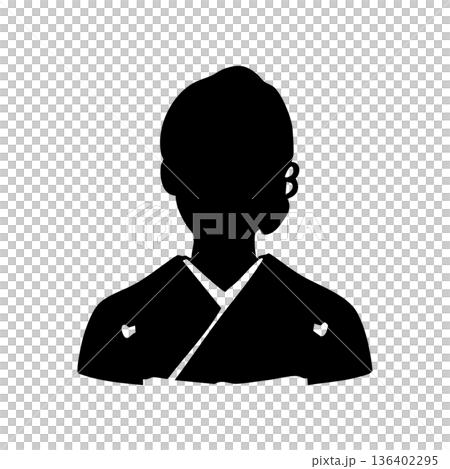 礼服和装の女性　モノクロシルエットイラスト 136402295