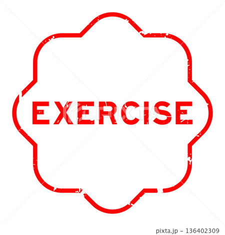 Grunge red exercise word rubber seal stamp on white background 136402309