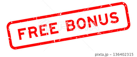 Grunge red free bonus word square rubber seal stamp on white background Grunge red free bonus word square rubber seal stamp on white background 136402315