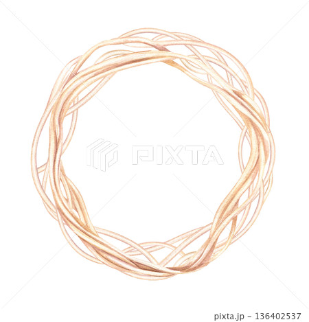 Boiled twisted spaghetti round wreath watercolor illustration on isolated background. Cooked Italian pasta, Asian noodles, traditional Chinese ramen for menu design, food blog, cookbook, web design. Boiled twisted spaghetti round wreath watercolor illustration on isolated background. Cooked Italian pasta, Asian noodles, traditional Chinese ramen for menu design, food blog, cookbook, web design. 136402537