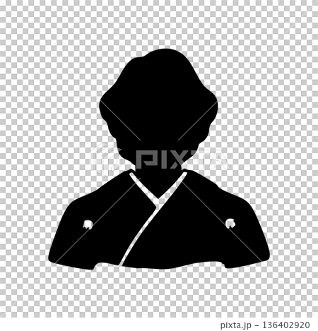 礼服和装の女性　モノクロシルエットイラスト 136402920
