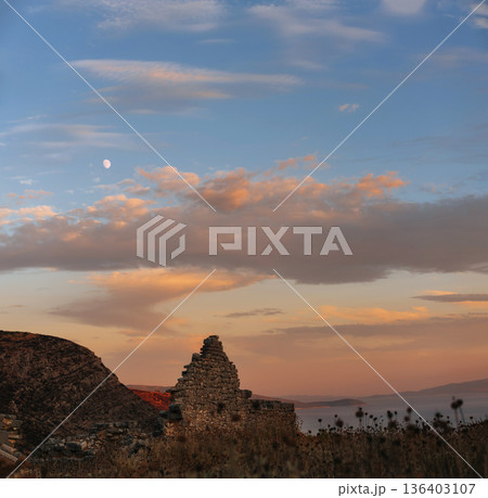 Borsh Castle Ruins at Sunset Albanian Riviera 136403107