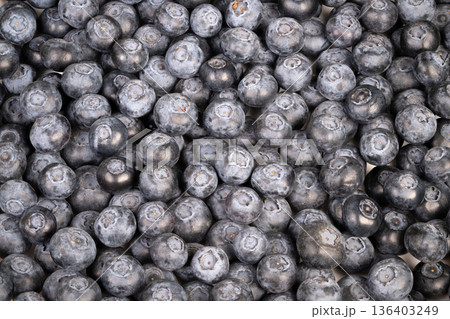 Blueberry macro details. High contrast image highlighting texture of fresh blueberries. Vivid macro photograph capturing bloom and rich texture of ripe blueberries 136403249