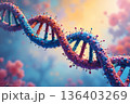 DNAの二重螺旋構造、生命の設計図を象徴する分子鎖のデジタルイラストai 136403269