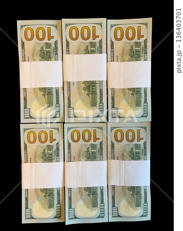 Stacks of US dollar bills isolated on transparent background. High quality photo Stacks of US dollar bills isolated on transparent background. High quality photo 136403701