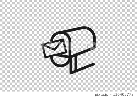投函された封筒と開いたポスト線画アイコン 投函された封筒と開いたポスト線画アイコン 136403778
