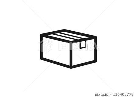 引っ越し用段ボール箱の線画アイコン 136403779